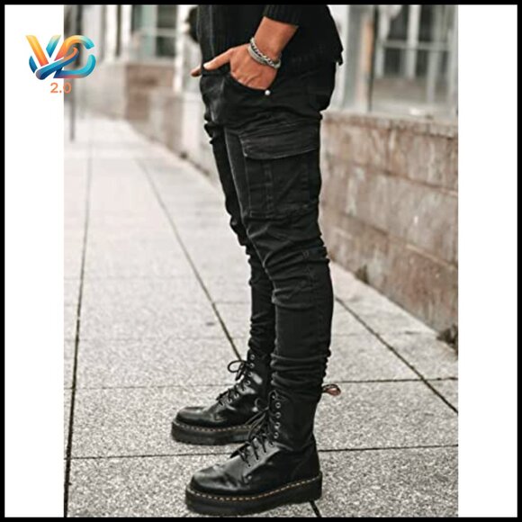 Slim Fit Stretch Jeans Distressed Skinny Ripped Fashion Comfort Flex Waist - Picture 4 of 5